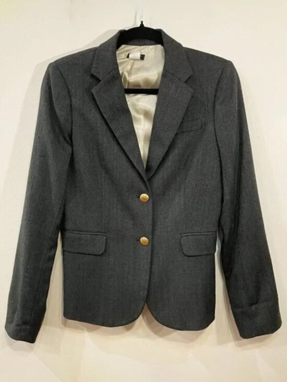 EUC J.Crew Wool Blend Gold Button Blazer Charcoal 4, Small